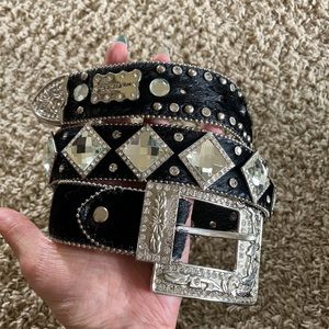Western Hair on Hide Bling Stone Belt